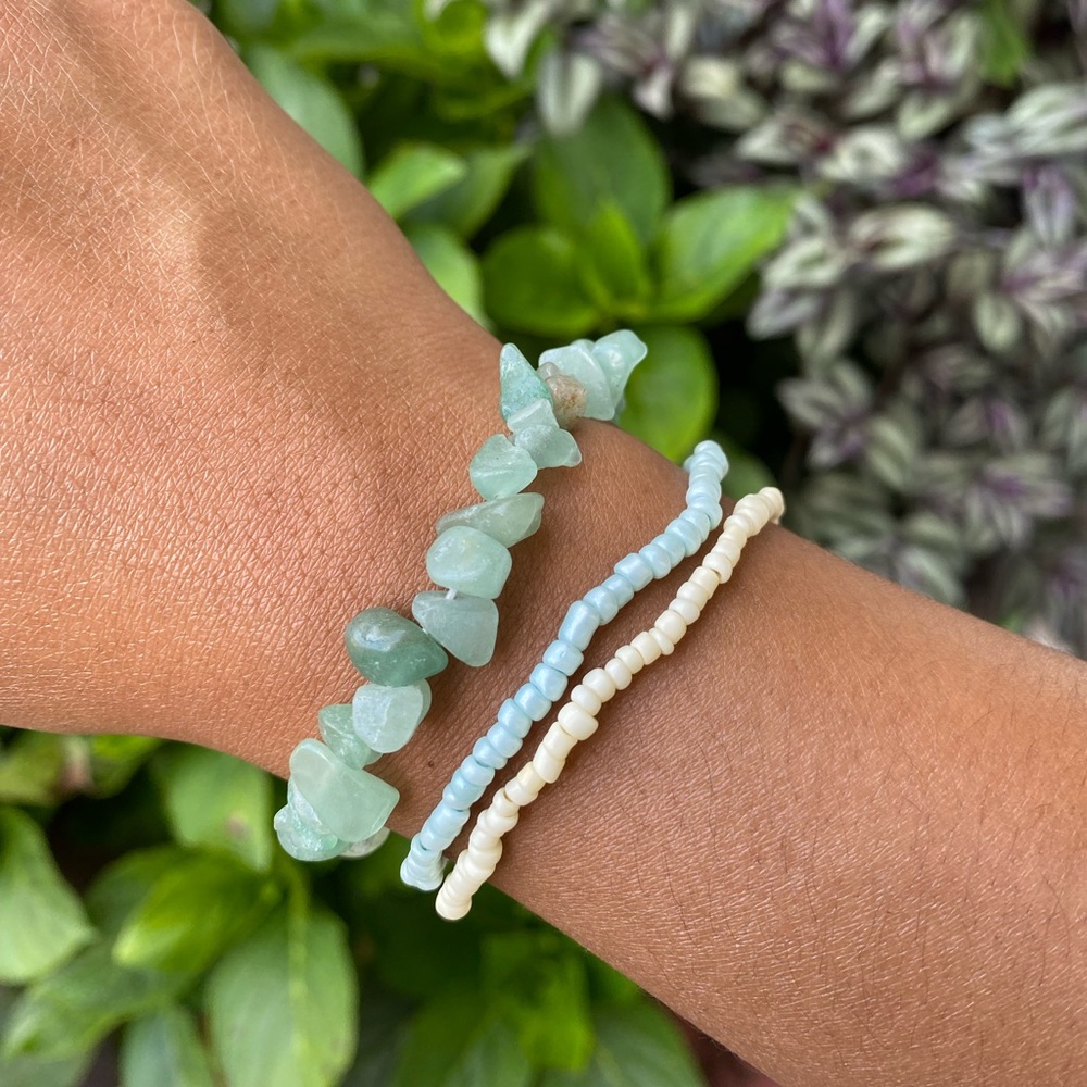 3 piece bracelet set, stackable bracelets, small bead bracelet